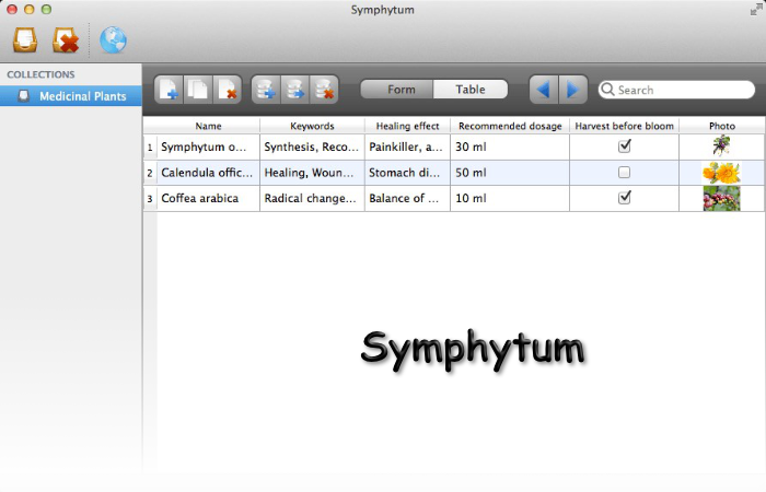 Symphytum database