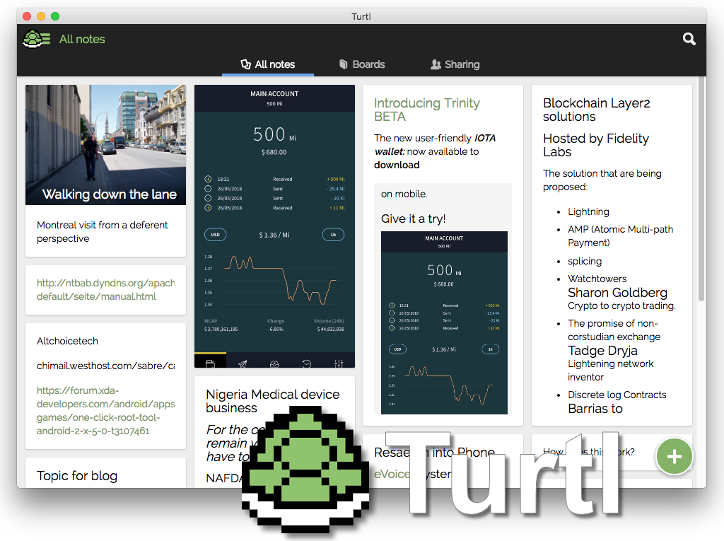 Turtl note taking app