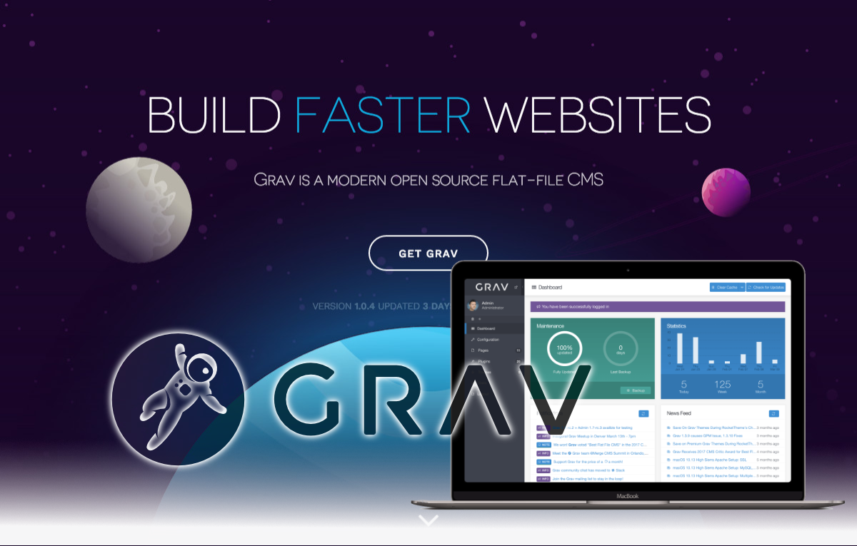 Grav. Flat file youtube cms. Grav pictures.